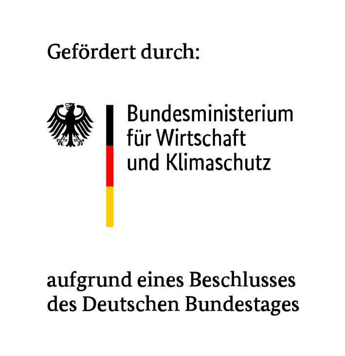 Logo des Bundesministeriums für Wirtschaft und Klimaschutz mit Förderzusatz